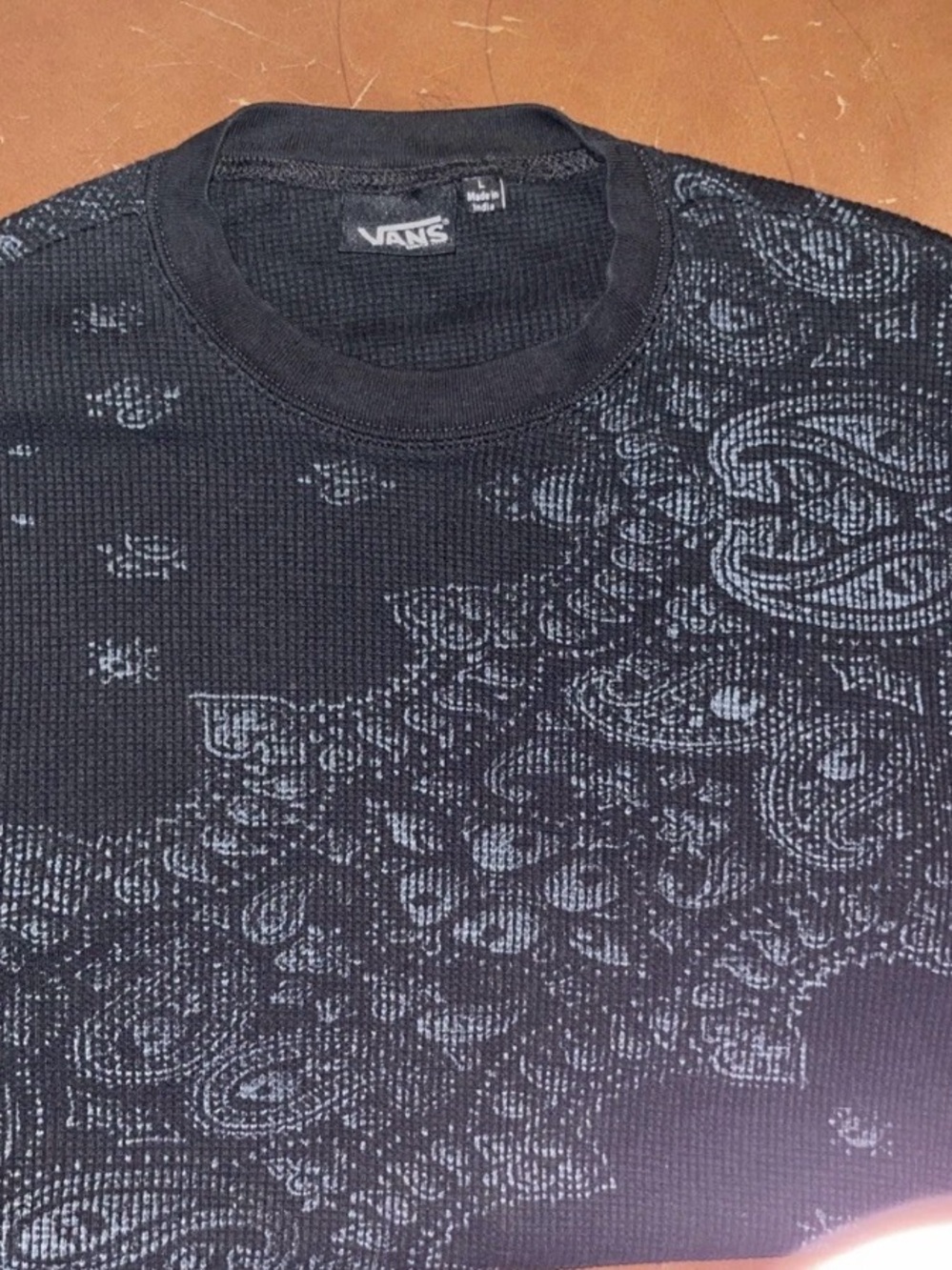 Vintage Vans Waffle Knit Thermal Long Sleeve Top - Skull